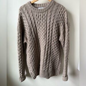 WEEKDAY Larry Sweater Fosherman Cable Knit Neutral Oversized Chunky Classic M